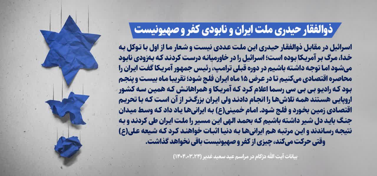 ذوالفقار حیدری ملت ایران و نابودی کفر و صهیونیست